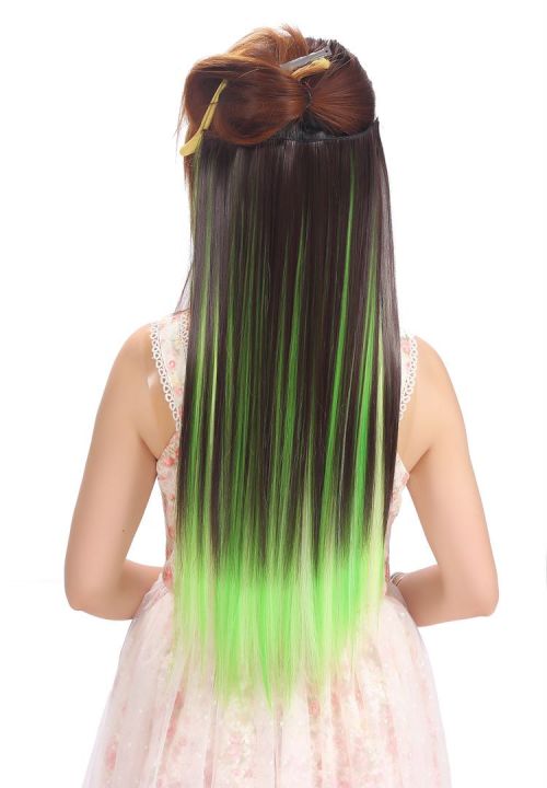 Long Straight Clip in One Piece Hair Extension Natural Synthetic