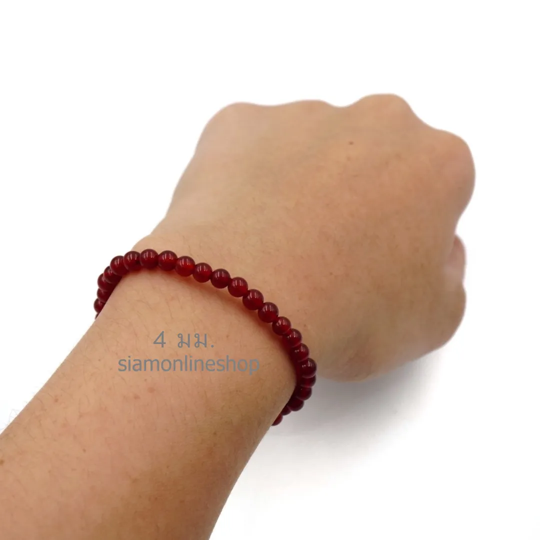 CARNELIAN หินคาร์เนเลียน เลือกขนาดเม็ดหินได้ (4, 6 มม.) หินแห่งความอวยพร สร้อยข้อมือหินแท้