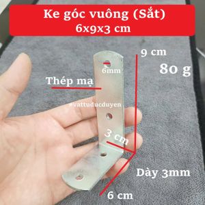 Ke góc vuông (Sắt) 6x9x3 cm - lỗ Ø 6mm - Dày 3mm - #vattuducduyen