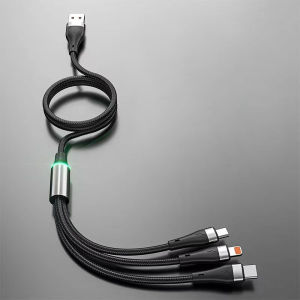 Threeinone transparent Apple charging cable