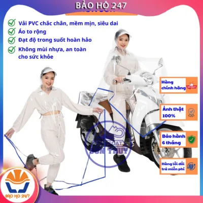 ( TRONG SUỐT - 1 MŨ ) Áo mưa trong suốt Sơn Thủy vải dày to rộng PVC freesize