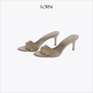 Summer New Fashion European and American Sandals Patent Leather Thin Heel Mules Sandals Temperamentwear Flip-flops
