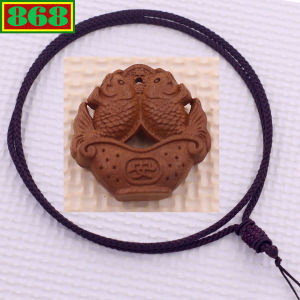 Mặt dây chuyền Song ngư 3D gỗ đào kèm vòng cổ dây dù mặt dây chuyền phong thủy mặt dây chuyền gỗ