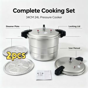 24L 34cm Pressure Canning Heavy Duty Polished Aluminum Body Aluminum