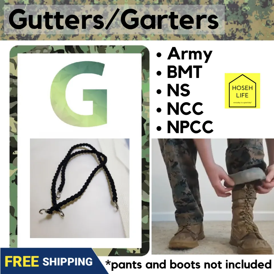 Cheapest SG stock] Black Army Garters BMT NS NCC NPCC Reservist gutters  pants band hook blousing