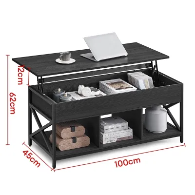 Living Room Coffee Table Lifting Table With Storage Rack Coffee Table Steel Wood Structure Square Table