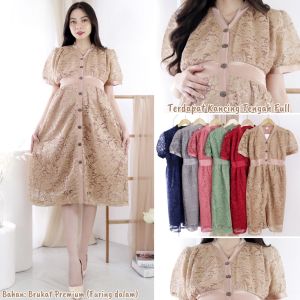 Baju Dress Hamil  Menyusui Pesta Model Kekinian Bahan Brukat