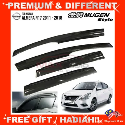 NISSAN ALMERA N17 2011 - 2019 MUGEN Door Visor Grade A Premium Acrylic Smoke Black Rain Guard Window Car Air Press
