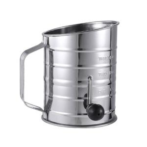 Flour Sifter With 3 Cup Measuring Marks And Smooth Crank Operations Rusts Resistant Stainless Steel Kitchen Essential