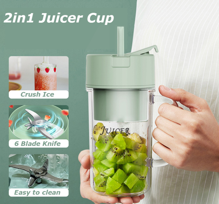 Juicer Mixer, straw-type juicing cup Blade Smoothie Maker Portable  Electric USB Juice Maker, Rechargeable Bottle Portable Fruit Blender  Maker