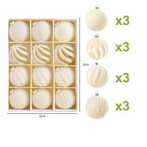 UNIITY Plastic Christmas Ornament Balls Flocked Surface Mixed Texture Christmas Tree Balls Solid Ball Tree Hanging Ornaments Holiday Home Decor
