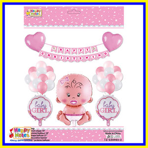 Happy Notes Foil Shape Balloon & Banner (30in1) DIY Party Theme Set Balloon Christening/Baptismal Set Backdrop