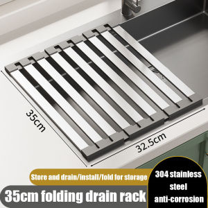 【SG Stock】Stainless Steel Kitchen Sink Rack / Extendable Dish Drainer / Dish Drying Rack /Washing basket /Multi-Use Roll-Up Dish Drying