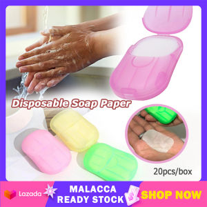 20Pcs/Box Portable Soap Paper Mini Boxed Hand Washing Soap Easy Soak Travel Outdoor Carry Family Safe Hand Wash Soap