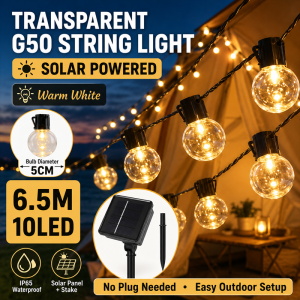 【24H ship】G50 Bulb String Lights 5M/10M 20LED/40LED Warm White IP65 Waterproof Outdoor Camping Garden Patio Wedding Decor
