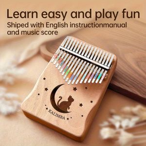 17-Note Thumb Piano for Beginners with Kalimba Accents - Light Wooden Finger Piano Gift for Music Lovers & Birthdays Portable Compact Design Music Education Artistic Design Natural Wood Finish