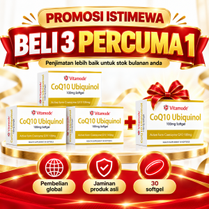 Vitamode CoQ10 Ubiquinol Male Fertility Support Sperm Health Antioxidant Energy Support Coenzyme Q10 Supplement KKM Halal Malaysia