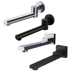 Luxurious Solid Brass Construction Chrome Finish Wall Mounted Shower Faucet Square Round Black Silver Swivel Tub Spout