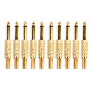 10 Pcs Gold Plated 6.35mm Male 1/4 Mono Jack Plug o Connector Soldering