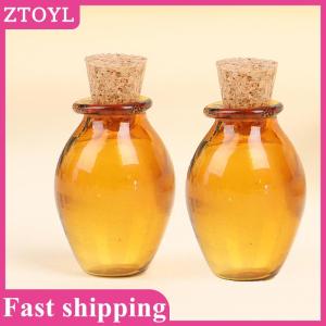ZTOYL💝 2Pcs 1:12 Dollhouse Miniature Glass Color Bottles Cork Bottles Tiny Jar Model