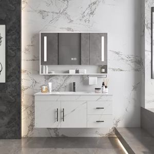 Vanity Cabinet Bathroom Mirror Bathroom Cabinet Stone Plate Smart Bathroom Cabinet Bathroom Table Light Luxury Hand Washing Washbasin Full-Length Mirror Cabinet
