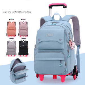 Primary School Middle School Students Trolley School Bag 6-wheel Detachable Waterproof Wear-resistant Backpack