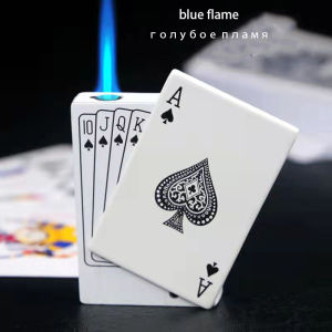Portable Light Playing Card Butane Windproof Metal Lighter Creative Jet Torch Turbine Lighter Metal Fun Toys Mens Gadgets