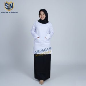 Seragam Nusantara - Baju Muslim Kurung Padang SD  SMP  SMA  GURU Warna Putih Saku Samping  (TWIST)