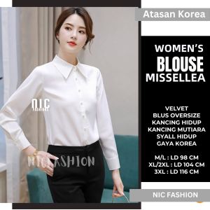 Kemeja Wanita Jumbo Big Size lengan Gaya Korea variasi dasi ikat syall Michellea - NIC Fashion