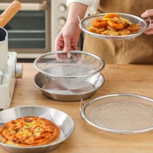 GAOSU Round Cooking Oil Strainer 18-26cm Stainless Steel Fried Food Draining Rack Double-ear Fine Leaking Holes Oil Residue Filter Plate Kitchen Use