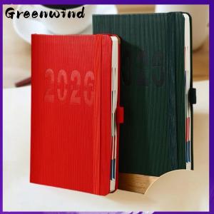 【Greenwind】 High-quality 2026 Planner Notebook Daily Weekly Monthly Calendar Planner A5 Size With Faux Leather Cover For Business Student