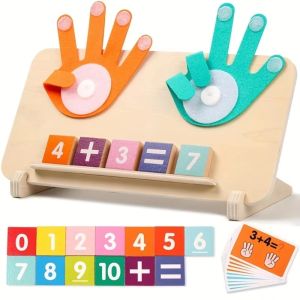 NOER Wooden Material Finger Counting Toys Finger Counting Design Intellectual Development Montessori Learning Toys Durable Number Recognition Feature Number Teaching Aids For Toddlers