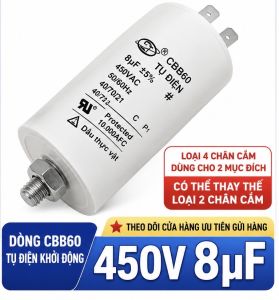 Tụ điện máy sấy ELECTROLUX CBB60 450VAC - 8.0uF+5%