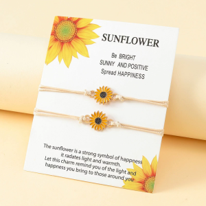 2-Piece Sunflower Bracelets Promise Bracelets Friendship Couple Distance Matching Graduation Bracelet Bohemia