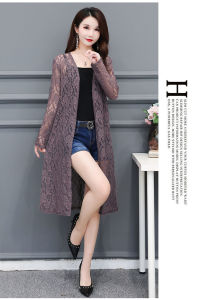 ฤดูใบไม้ผลิและฤดูร้อนใหม่เสื้อคาร์ดิแกนลูกไม้ด้วยแขนยาวยาวและ Elegant Sun ป้องกันเสื้อผ้า All-Match เสื้อคลุมบางๆผู้หญิง