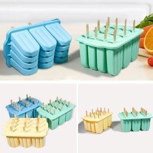 TANTUANG Reusable Silicone Popsicle Mold Easy Release 12 Grids Ice Cream Maker with Lid Ice Pop Mold Freezer