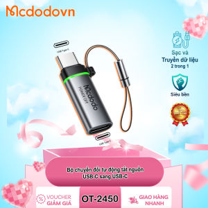 Mcdodo OT-2450 Bộ chuyển đổi USB-C sang USB-C – Tự động ngắt sạc bảo vệ pin