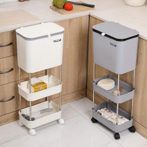 thùng đựng rác valeu 3 tầng có bánh xe di chuyển tiện lợi thùng rác nhựa VAL1312