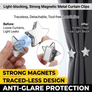 Magnetic Curtain Clips Strong Hold Light-Proof No-Trace Easy Install Metal Curtain Hook for Home/Office