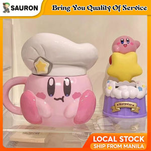Meowing Sauce~Japanese Star Kirby Mug Cute Girl Heart Ceramic With Lid Cup Creative Gift ins