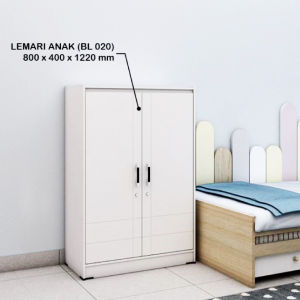 Lemari Pakaian Anak Modern Waterproof dengan Laci Penyimpanan - Putih Glossy