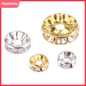Heabety 100pcs 5 7 10mm rondelle đĩa 316 thép không gỉ pha lê Spacer hạt với Rhinestone cho đồ trang sức làm DIY Vòng đeo tay
