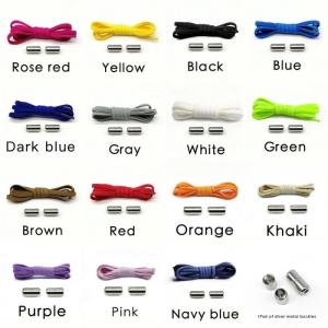 Tali Sepatu Elastis Karet Pipih Praktis Tanpa Ikat Model Lock Tube Bulat Lazy Lace No tie Shoelace Shoelaces Premium Metal Buckle With