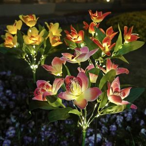 MIRELAE Đèn LED Đèn chiếu sáng sân vườn Solar Orchid Trang trí sân vườn Ánh sáng đất Đèn hoa nhân tạo Thiết Kế Hoa Lan Đèn trang trí sân cỏ Tiệc cưới