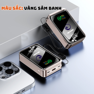 Sạc Dự Phòng VICTORY 10000/20000mAh Sạc Nhanh 2 Chiều 22.5W Cáp Sạc Tích Hợp Đầu IPhone Và Type C Màn Hình TFT Hiển Thị % Pin Công Suất Sạc Vol Và Ampe