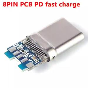 5-10pcs USB 3.0 Type C with plate PD fast charging Connector 8Pin male Socket receptacle Through Holes 8 Pins Support PCB Board