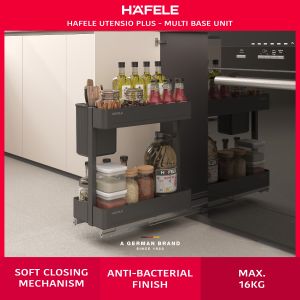 Hafele Pull Out Multi Base Kitchen Cabinet Storage for Cutlery Spice Jars & Boards | Soft-Close | 5 Year Warranty