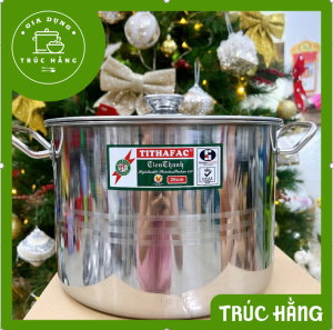 Nồi hầm inox 430 dáng cao TITHAFAC size từ 26cm đến 32cm dùng để luộc gà nấu cháo hầm xương sử dụng được mọi loại bếp