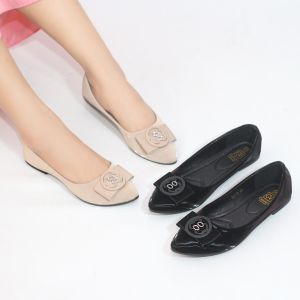 Sepatu Flatshoes Elegant 821-5 Akssoris Bulat Cantik  Style Sepatu Glosy Terlaris lmp0rt