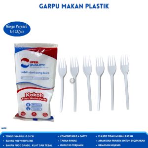 Garpu Makan Fork Set Garpu Plastik Putih Susu (Isi 25 Pcs-W.GP)